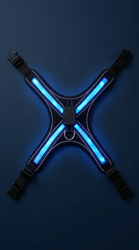 Harnais LED pour grand chien allumé en bleu